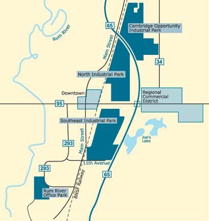 Map of Cambridge's parks and commercial district